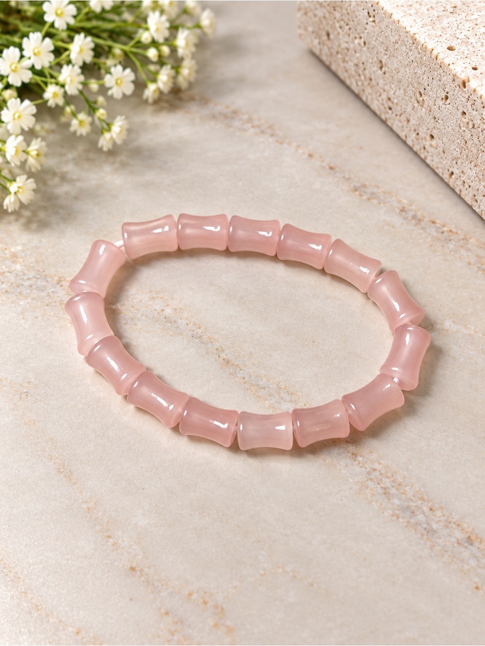 Pink Beaded Stretch Bracelet - Women Jewelry